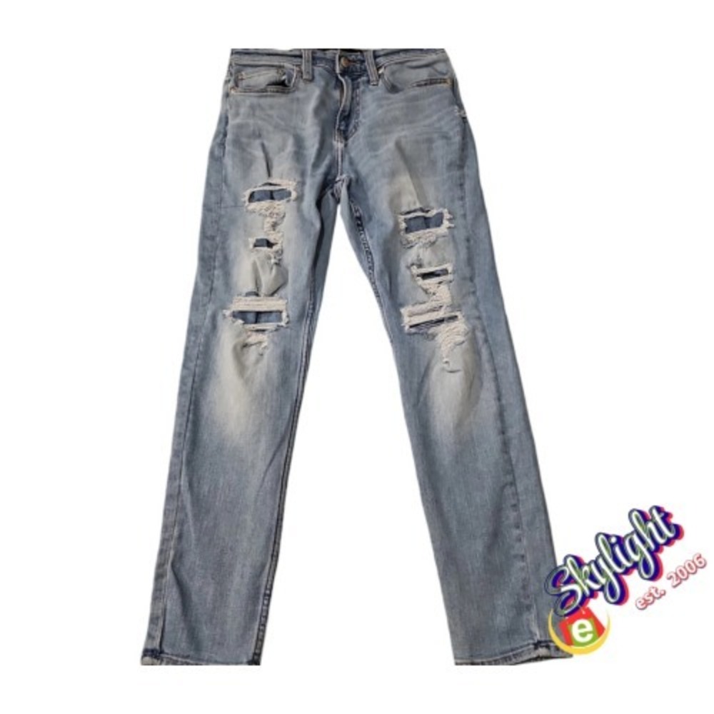 Hollister Regular Fit Mens Blue Athletic Skinny Jeans Light Wash Size 29 X 30